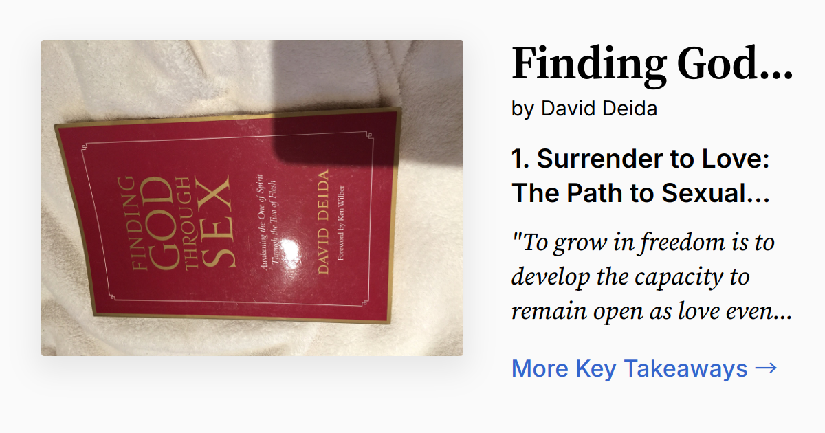 Finding God Through Sex Summary Audio Quotes FAQ