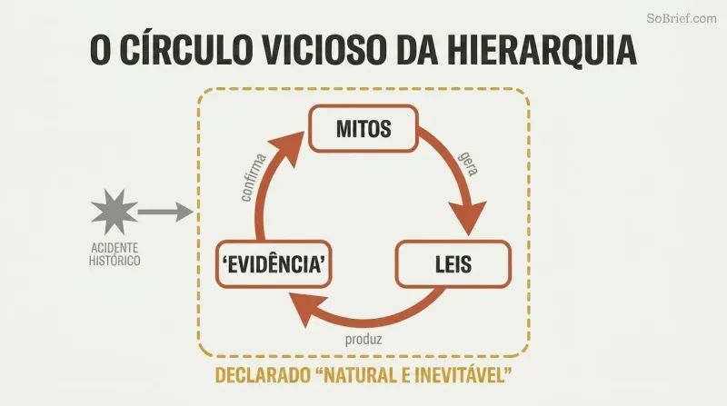 A small historical accident feeds a self-reinforcing loop of myths, laws, and false evidence framed as natural order.