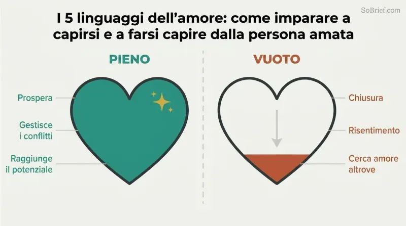 Two heart-shaped love tanks contrasted — one full with thriving outcomes, one nearly empty with withdrawal and resentment.