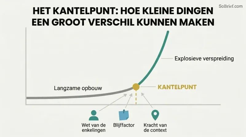 Exponential growth curve showing slow buildup that suddenly explodes upward at a marked tipping point, with three converging rules feeding the threshold moment.