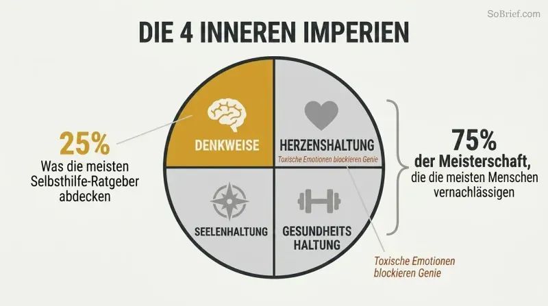 Circle divided into four equal quadrants representing Mindset, Heartset, Healthset, and Soulset, with only the Mindset quarter highlighted to show most people address just 25% of mastery.