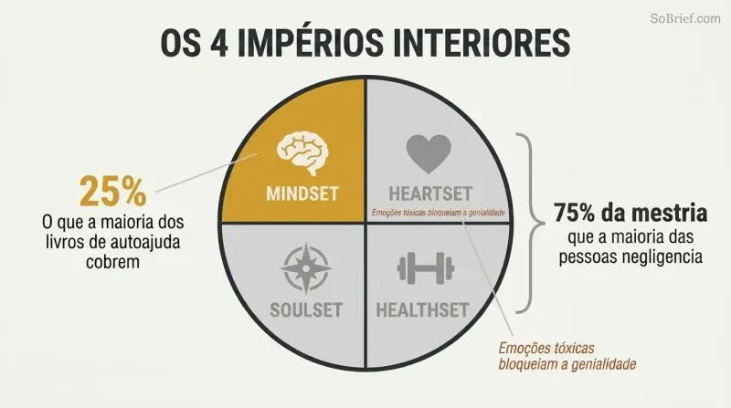 Circle divided into four equal quadrants representing Mindset, Heartset, Healthset, and Soulset, with only the Mindset quarter highlighted to show most people address just 25% of mastery.