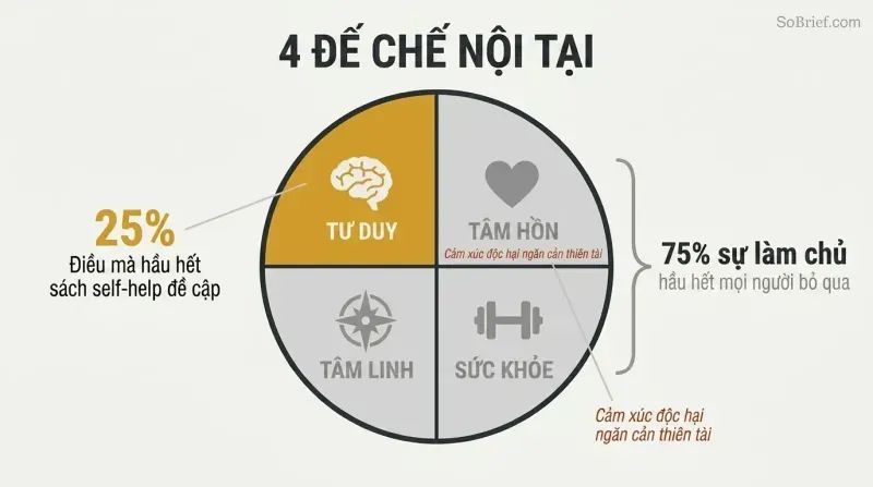 Circle divided into four equal quadrants representing Mindset, Heartset, Healthset, and Soulset, with only the Mindset quarter highlighted to show most people address just 25% of mastery.