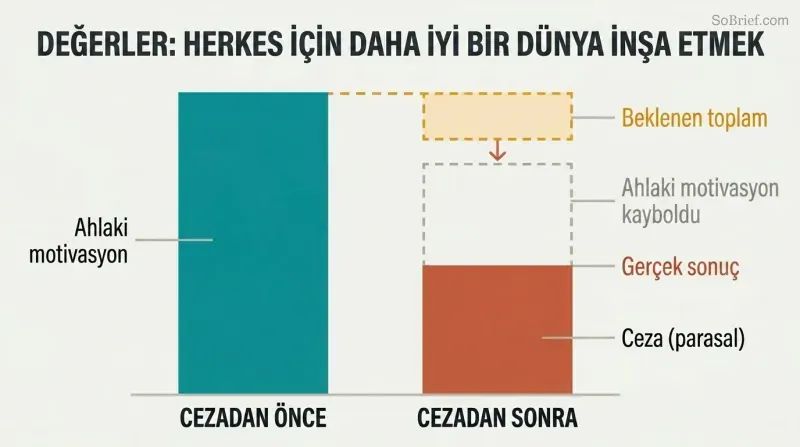 Two stacked bars comparing motivation before and after adding a fine, showing moral motivation disappearing and total motivation shrinking.