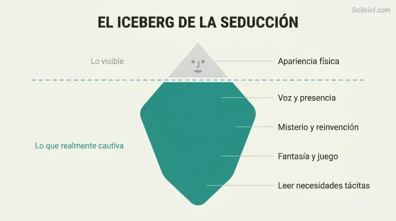 Iceberg revealing psychological presence as the vast hidden force beneath the small visible tip of physical appearance.