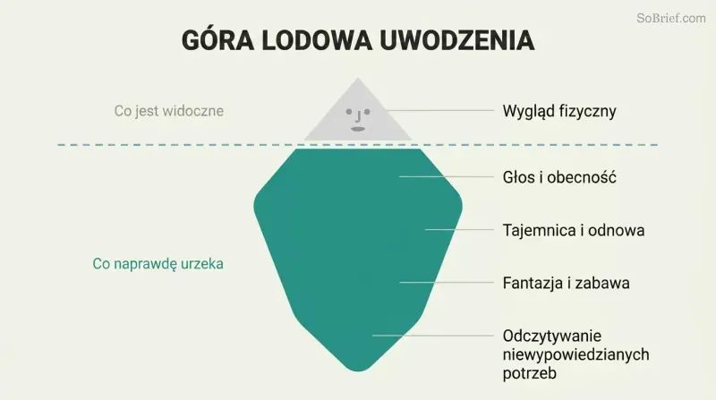 Iceberg revealing psychological presence as the vast hidden force beneath the small visible tip of physical appearance.