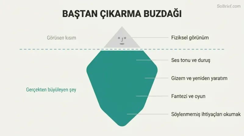 Iceberg revealing psychological presence as the vast hidden force beneath the small visible tip of physical appearance.