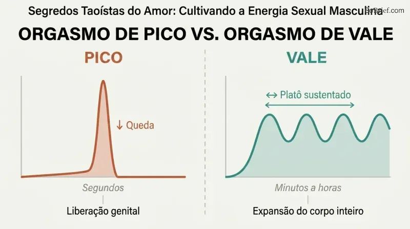 Split comparison showing a sharp spike that crashes to zero on the left versus sustained rolling waves of pleasure on the right, plotted over time.