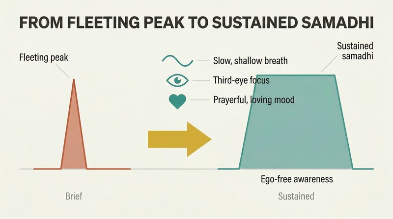 Waveform transformation showing a brief narrow spike on the left becoming a wide elevated plateau on the right, with three practice icons bridging the change.