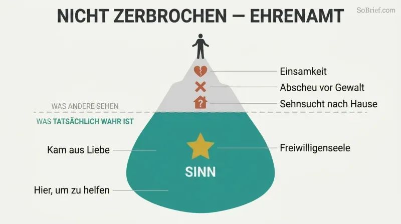 Iceberg diagram showing alienation symptoms visible above a waterline while volunteer soul identity and cosmic purpose are revealed in the larger portion below.