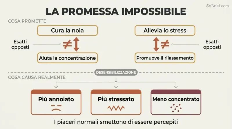 Two-tier diagram showing four contradictory claims paired as opposites above a divider, with three actual harmful outcomes below, revealing a logical impossibility.