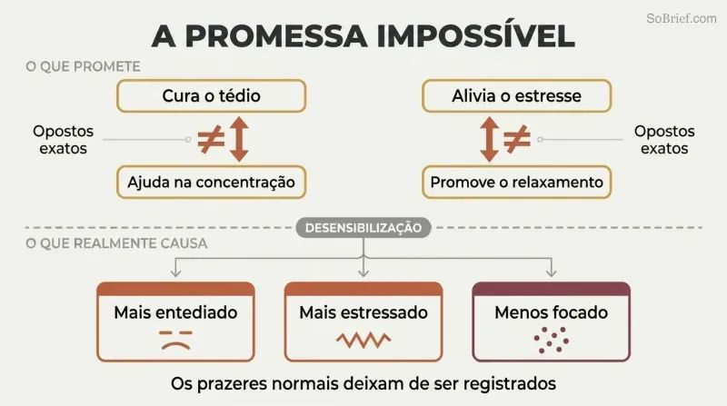 Two-tier diagram showing four contradictory claims paired as opposites above a divider, with three actual harmful outcomes below, revealing a logical impossibility.
