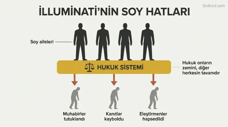 Family silhouettes standing atop a gold legal system bar, with downward arrows pressing onto smaller citizen figures below.