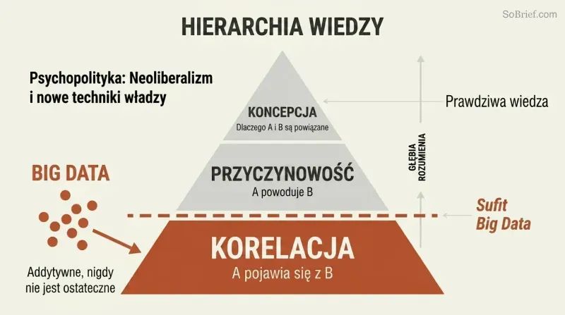 Three-tier pyramid showing Correlation at base, Causation in middle, and Concept at apex, with Big Data confined below a ceiling line at the lowest level.