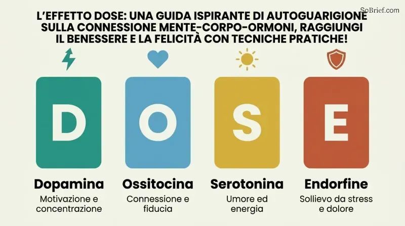 Four vertical pillars labeled D, O, S, and E represent dopamine, oxytocin, serotonin, and endorphins with their distinct wellbeing functions.