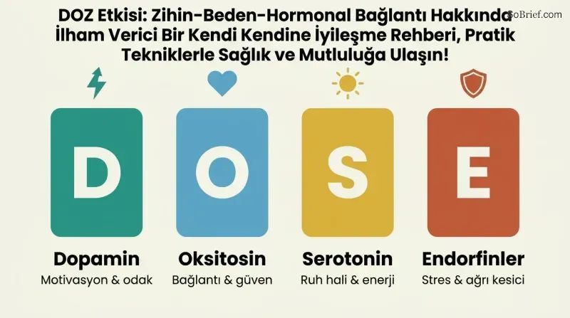 Four vertical pillars labeled D, O, S, and E represent dopamine, oxytocin, serotonin, and endorphins with their distinct wellbeing functions.