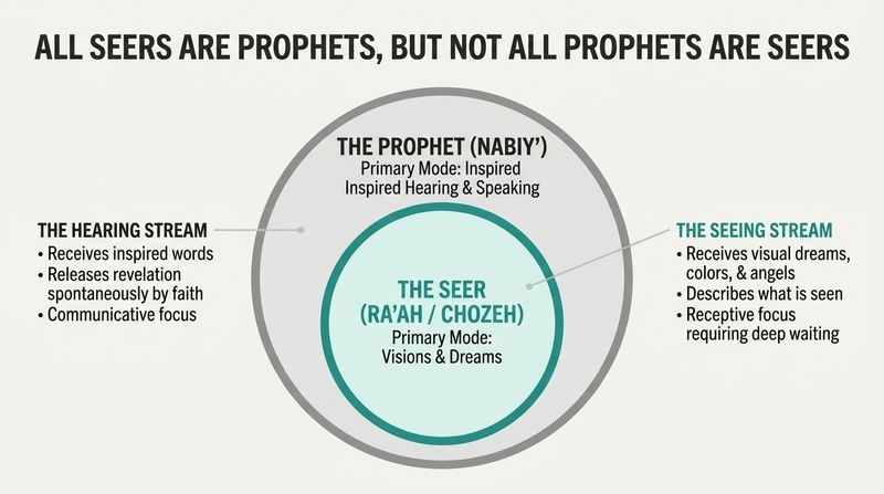 Concentric Euler diagram showing the specialized category of Seers nested completely inside the broader category of Prophets.