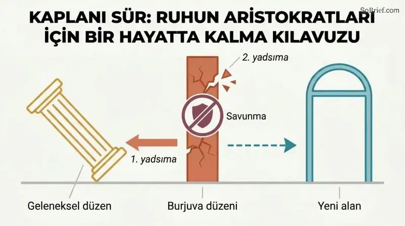 Three pillars in sequence where the first ancient pillar was toppled by the second modern one, which now itself cracks and crumbles, with a prohibition symbol over defending it.