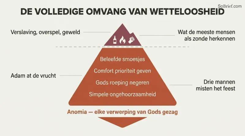 Iceberg diagram showing dramatic sins as a small visible tip above a perception line, with the vast bulk of everyday disobedience hidden below.