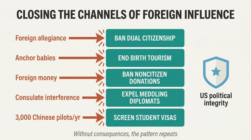 Five threat arrows approaching from the left are blocked by a vertical wall of stacked reform blocks, protecting a shield icon on the right representing the political system.