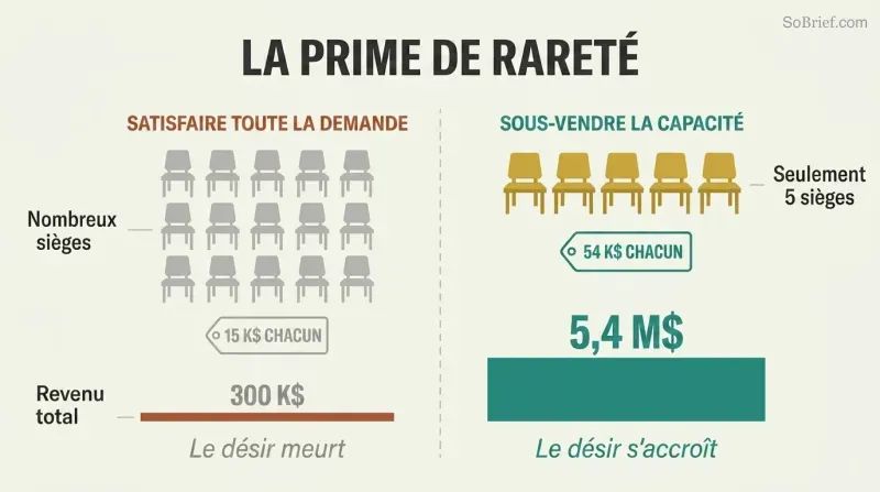 Split panel comparing oversupply with low prices on the left against deliberately limited supply with high prices and greater total revenue on the right.