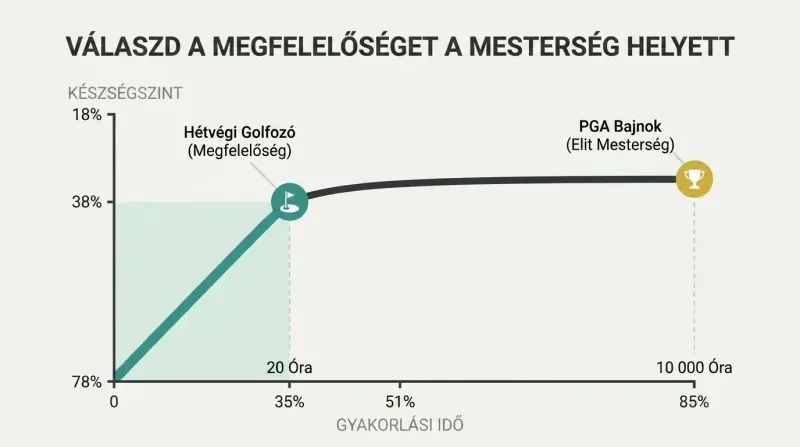 Learning curve graph showing rapid skill gains in the first 20 hours compared to the flat plateau of 10,000 hours required for elite mastery.