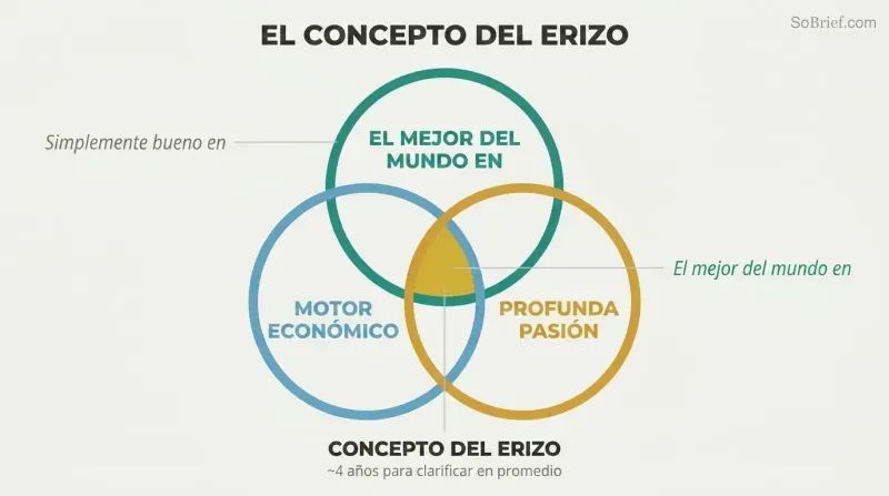 Three-circle Venn diagram showing the intersection of world-class ability, economic engine, and deep passion as the strategic sweet spot.