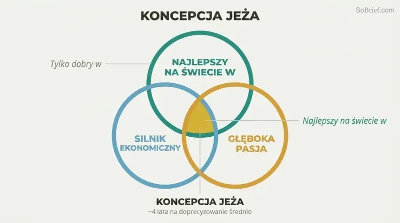 Three-circle Venn diagram showing the intersection of world-class ability, economic engine, and deep passion as the strategic sweet spot.