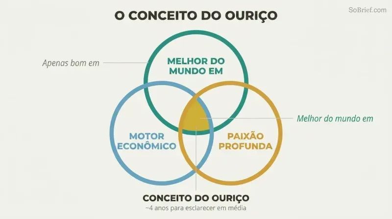 Three-circle Venn diagram showing the intersection of world-class ability, economic engine, and deep passion as the strategic sweet spot.