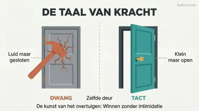 Split panel comparing a hammer breaking against a closed door on the left with a small key effortlessly opening an identical door on the right.