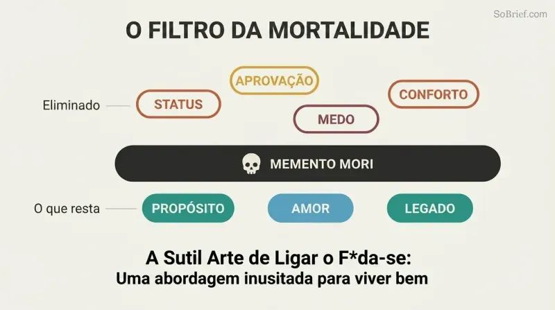 Horizontal Memento Mori filter bar blocks outlined trivial concerns above while solid purpose, love, and legacy pass through below.