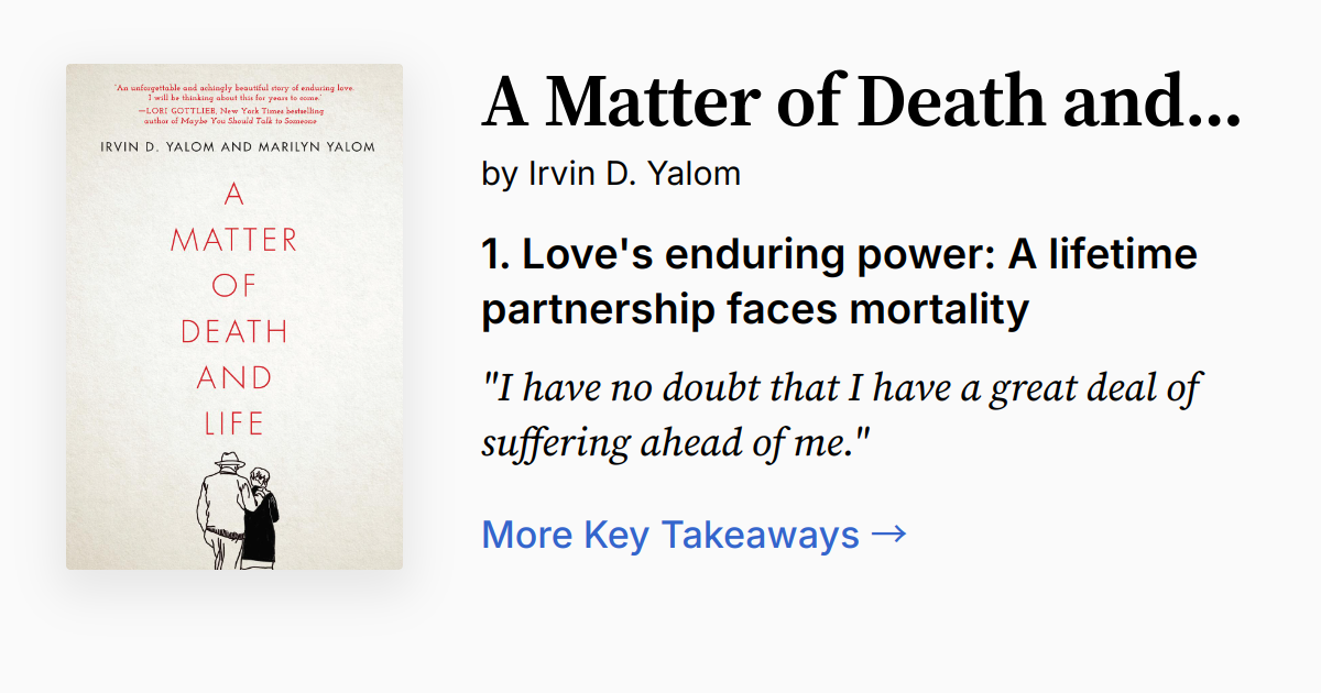 Cover of A Matter of Death and Life