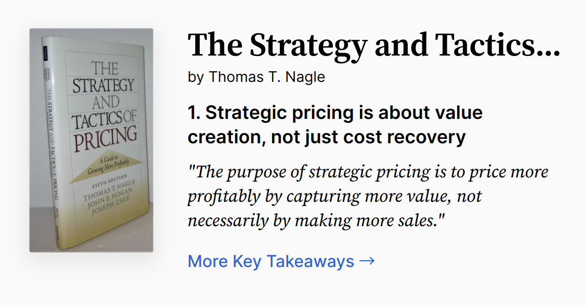 The Strategy and Tactics of Pricing | Summary, Quotes, FAQ