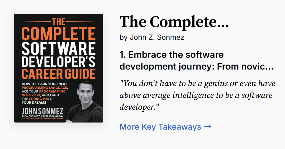 The Complete Software Developer's Career Guide | Summary, Audio, Quotes ...