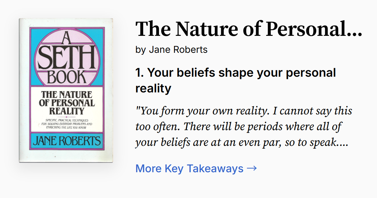Cover of The Nature of Personal Reality