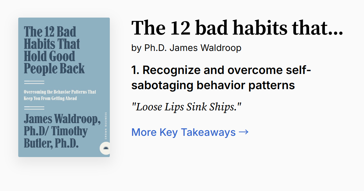 The 12 Bad Habits That Hold Good People Back | Summary, Audio, Quotes, FAQ
