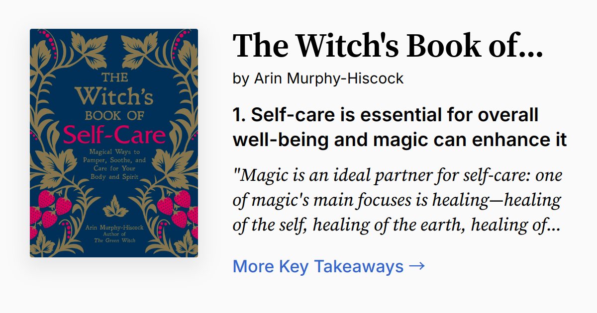 The Witch's Book Of Self-Care: Magical Ways To Pamper, Soothe, And Care For You - Very Good Condition, ISBN 9781507209141