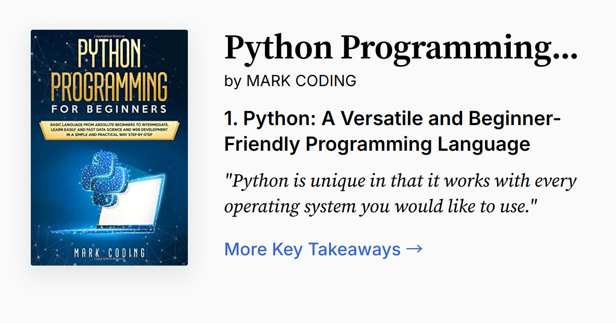 Python Programming for Beginners | Summary, Audio, Quotes