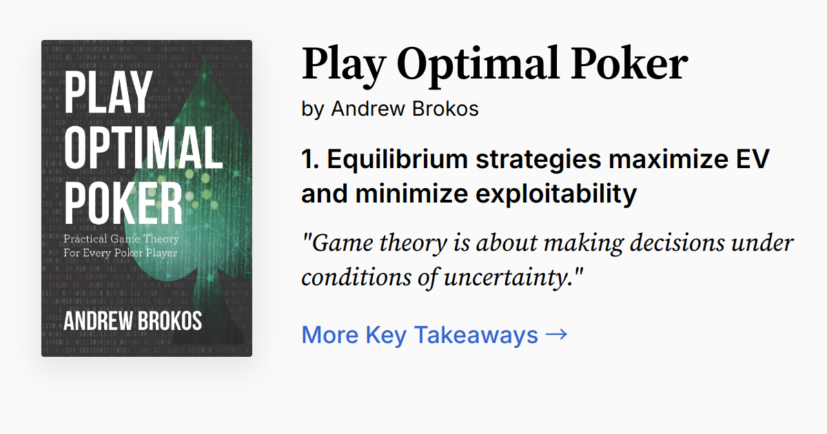 Play Optimal Play Optimal Poker | Summary, Audio, Quotes, FAQ