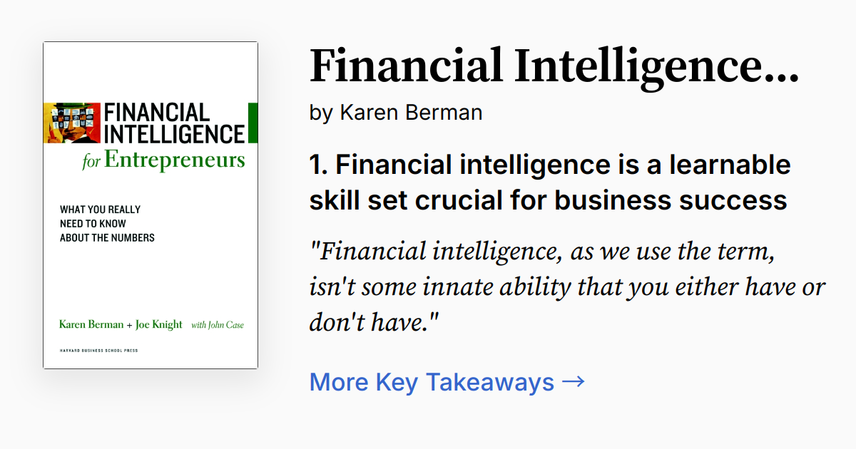 Cover of Financial Intelligence for Entrepreneurs