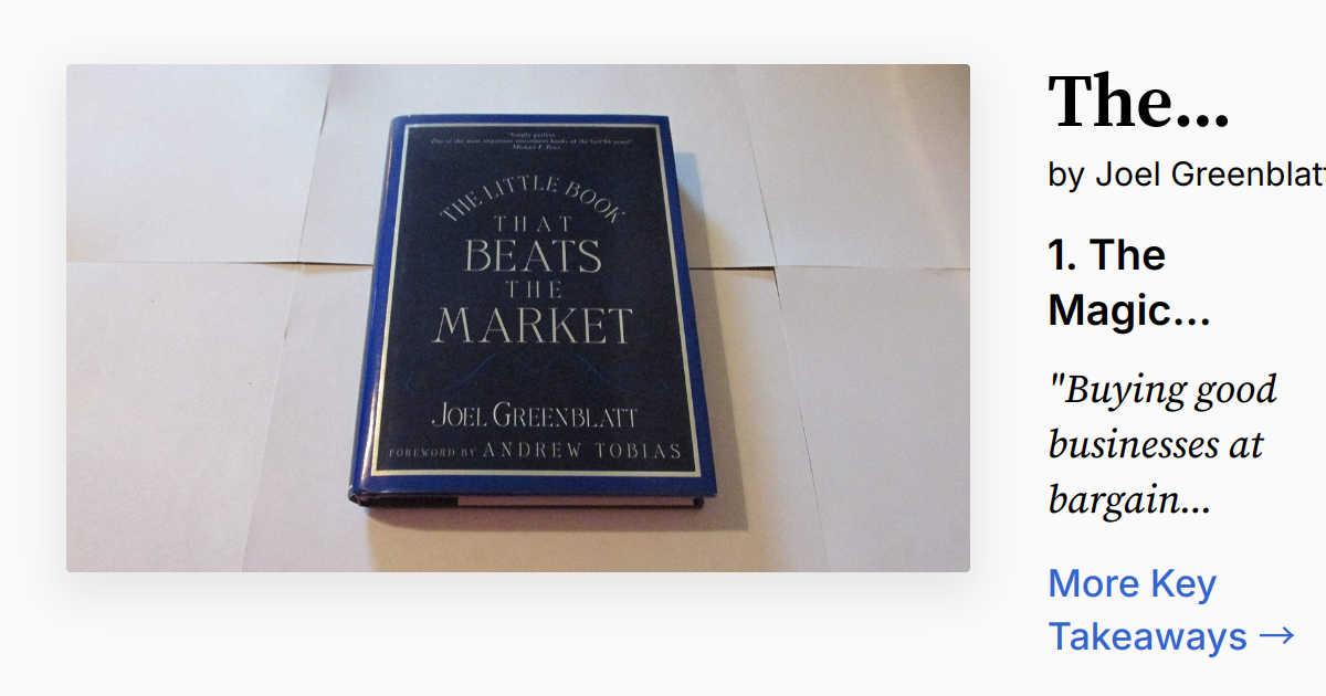 The Little Book That Beats the Market Summary, Audio, Quotes,