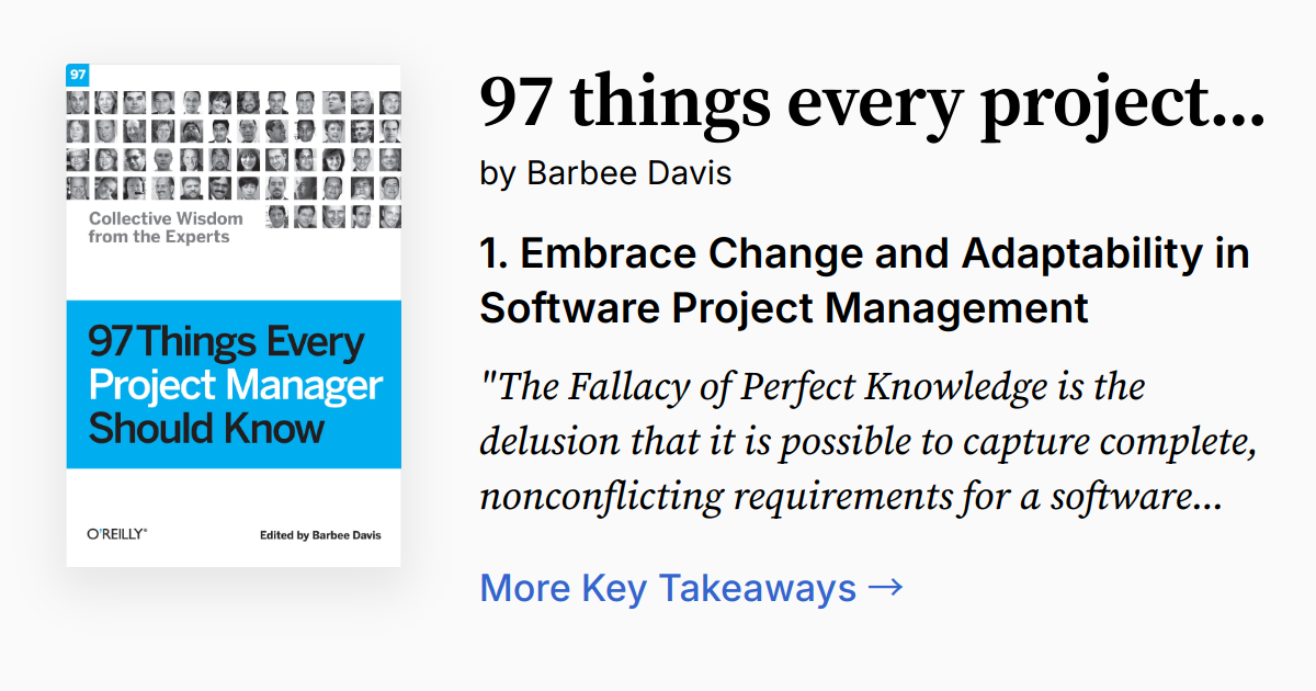 97 Things Every Project Manager Should Know Summary Quotes Audio
