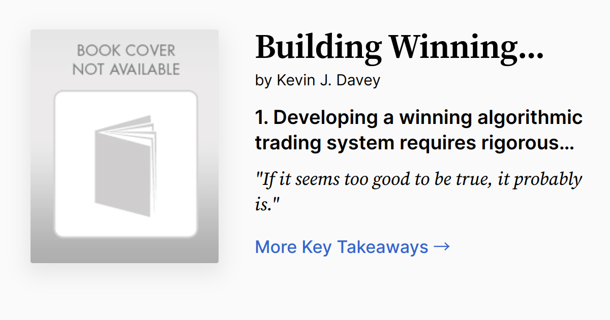 Cover of Building Winning Algorithmic Trading Systems