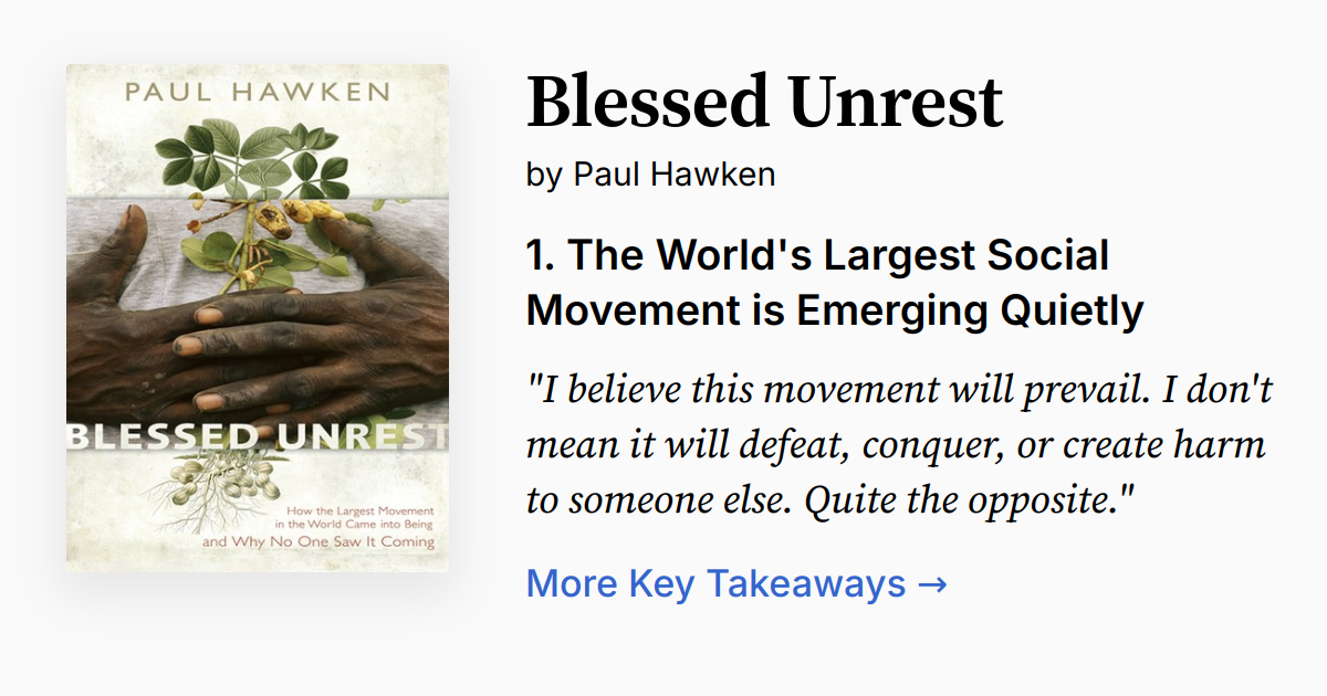 Blessed Unrest By Paul Hawken Summary Audio Quotes Faq 
