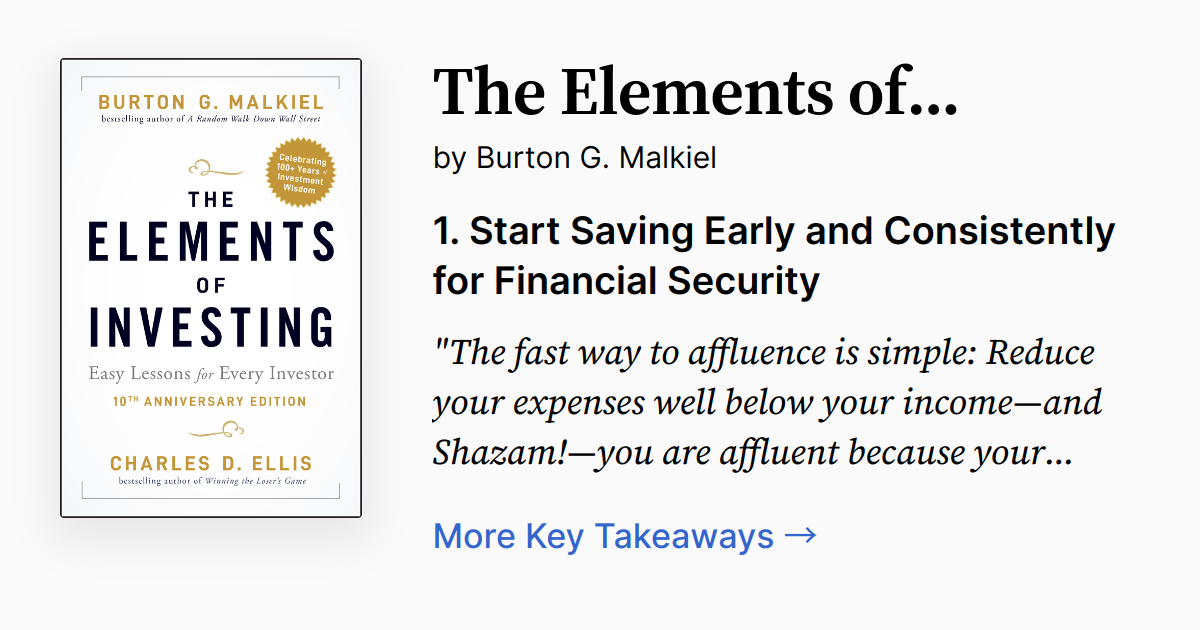 The Elements of Investing | Summary, Audio, Quotes, FAQ