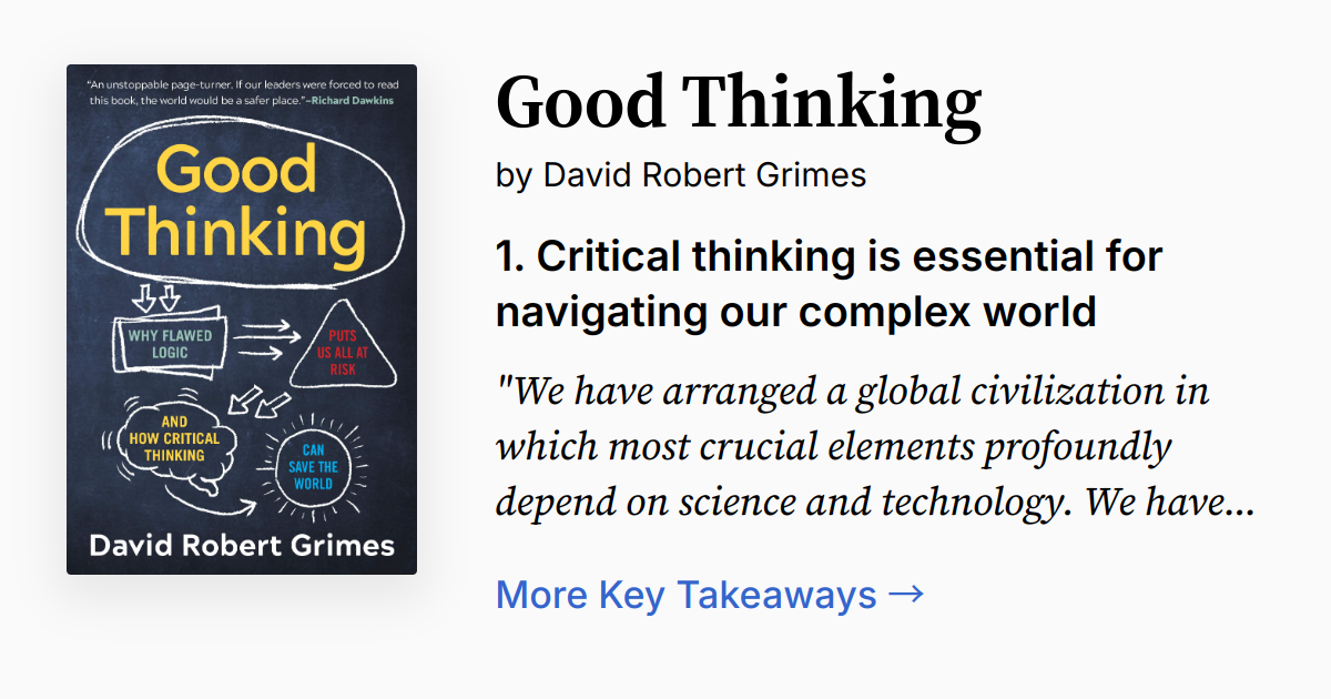 Good Thinking by David Robert Grimes | Summary, Audio, Quotes, FAQ