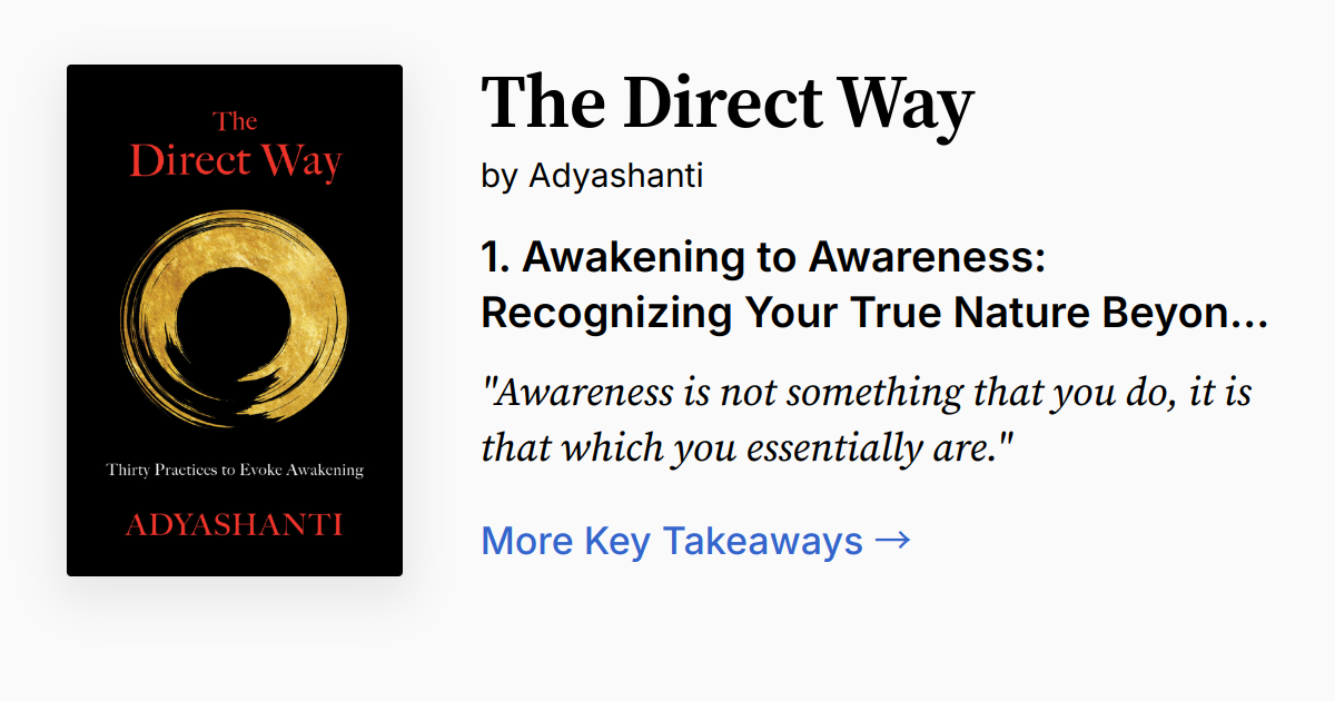 The Direct Way by Adyashanti | Summary, Audio, Quotes, FAQ