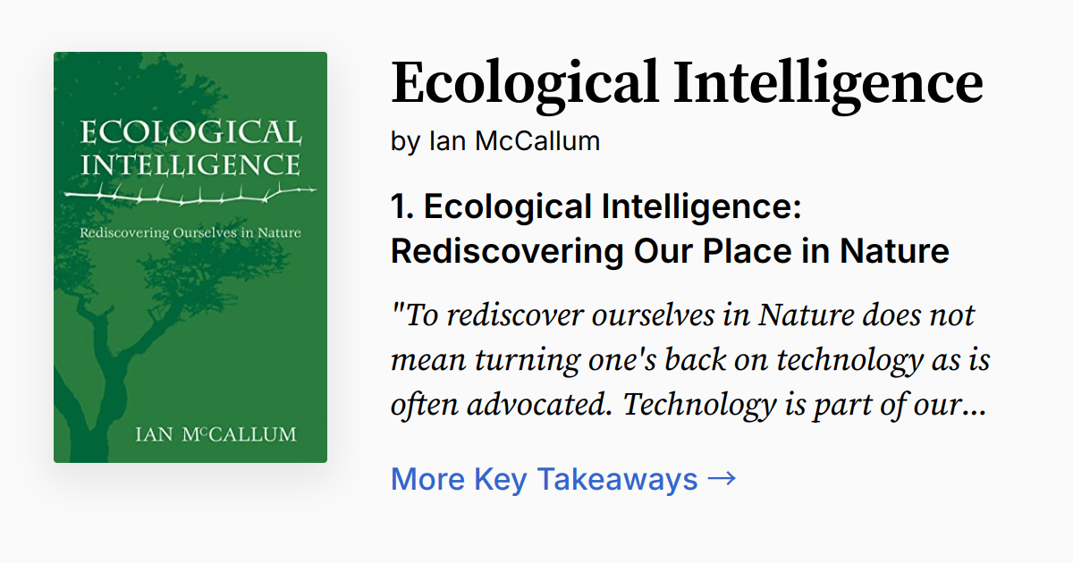 Environmental Intellectual Ecological Intelligence | Summary, Audio, Quotes, FAQ