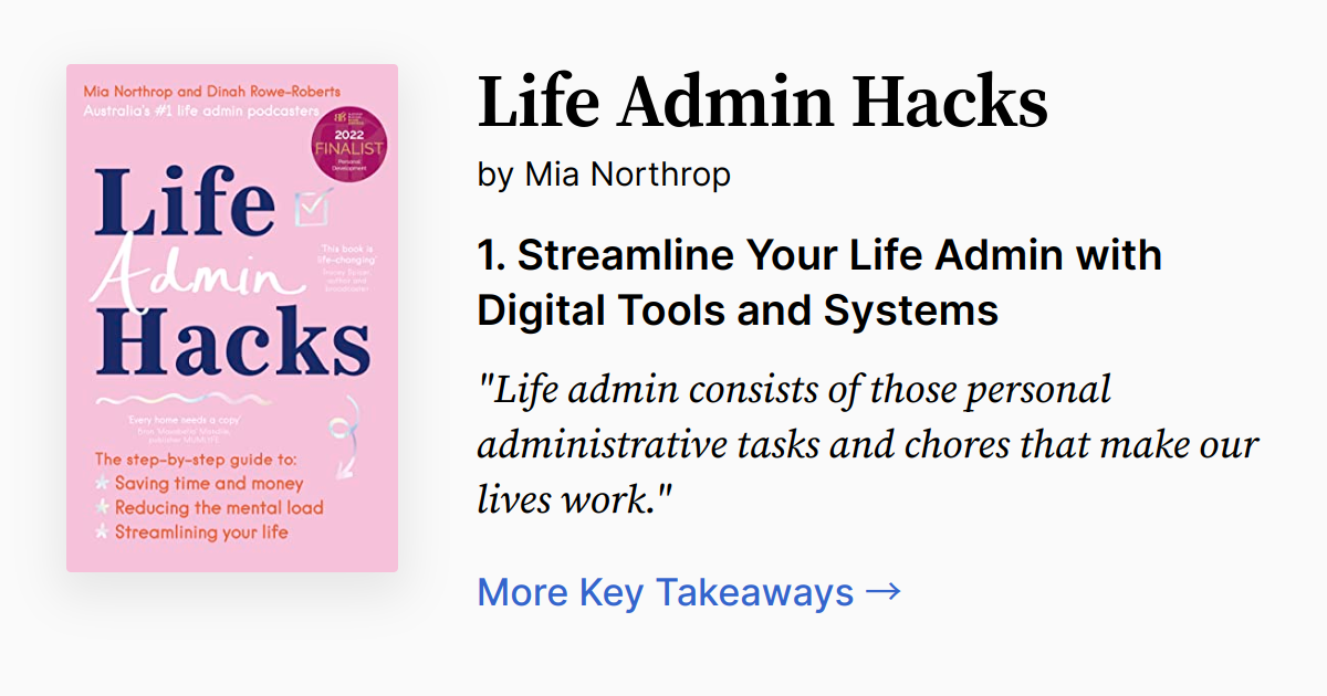 Life Admin Hacks | Summary, Quotes, FAQ, Audio