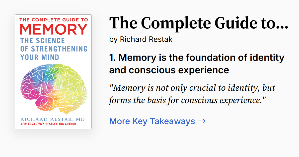 The Complete Guide to Memory | Summary, Audio, Quotes, FAQ